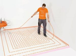 XPS-isolatieplaten onder variotherm variokomp lage opbouw vloerverwarming