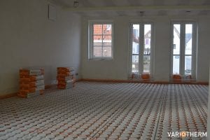 Droogsysteem vloerverwarming variokomp op underlayment vloer