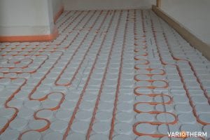 Variotherm Variokomp droogbouw vloerverwarming met slakkenhuis of meander legpatroon